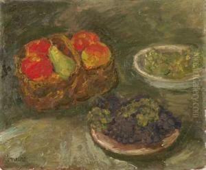 Nature Morte Aux Raisins Et Panier De Fruits by Georges Bouche