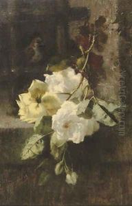 A swag of white and yellow roses by Ermocrate Bucchi