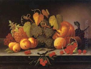 Still Life with Fruit, Melon and Pineapple on a Ledge by Samuel Brooks