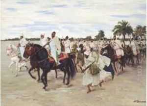 La Suite Du Caid Au Mechouar De Marrakech by Joseph-Felix Bouchor