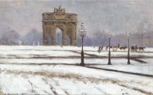 Le Carousel Du Louvre Dans Le Neige