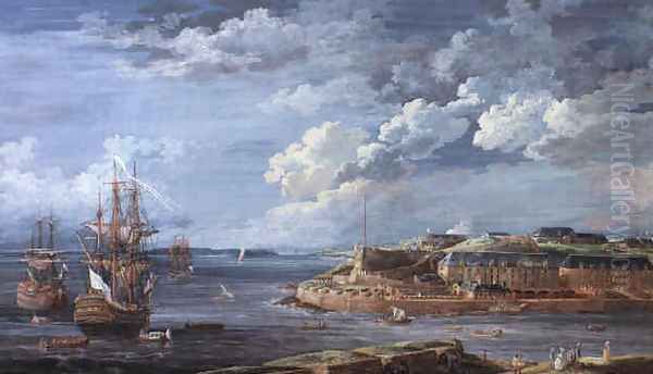 View of Brest with the Batterie Royale and men o'war in the bay 1776 - view 1