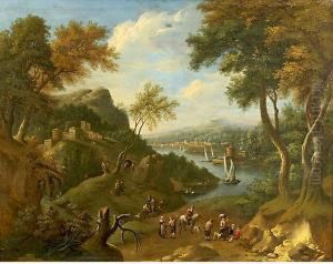 Paesaggio Italiano Con Viaggiatori by Adriaen Frans Boudewijns