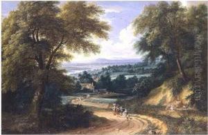 Landscape With Travellers On A Path by Adriaen Frans Boudewijns
