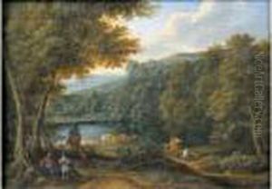 Paysage Au Cavalier Et Troupeau De Vaches