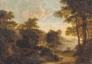 Shepherds On A Track In An Extensive Landscape