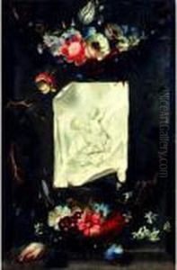 " Trompe L'oeil A La Gravure De
Rubens Representant Une Vierge A L'enfant Fixee Dans Une Niche Decoree
De Guirlandes De Fleurs. " " Trompe L'oeil A La Gravure De
Rubens Representant Une Vierge A L'enfant Fixee Dans Une Niche Decoree
De Guirlandes De Fleurs. "
