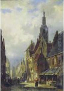 Scene De Rue A Gand by Francois-Jean-Louis Boulanger