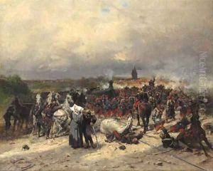 French soldiers on the attack a scene from the Franco-Prusian war
