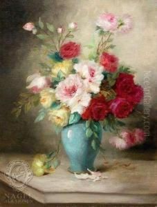 Still-life With Roses In A Blue Vase
