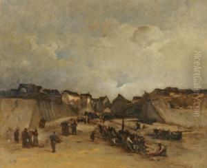 Village De Pecheurs by Auguste Ii Boulard