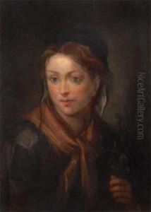 Portrait Of A Young Girl Holding A Branch In Her Hands
