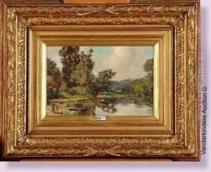 Le Peintre Au Bord De L'etang by Hippolyte Boulenger