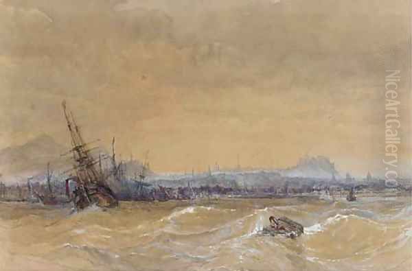 Shipping in a heavy swell off Leith - view 1