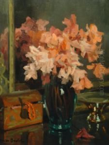 Blumenstillleben Mit Schmuckschatulle Und Glasschale by Cyprien Boulet