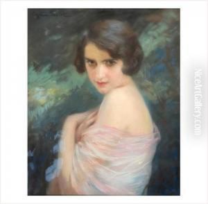 Jeune Femme A L'echarpe Rose