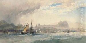 A stiff breeze off Leith with a panorama of Edinburgh beyond