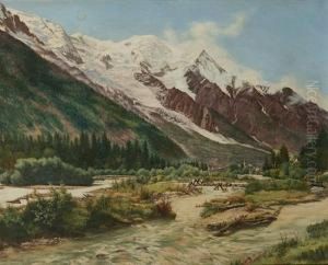 Vue De Chamonix Et Du Massif Du Mont Blanc Depuis La Plaine Des Praz by Abel Boulineau