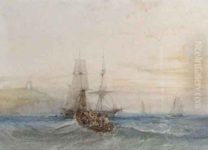 Shipping off a coast by Charles Bentley