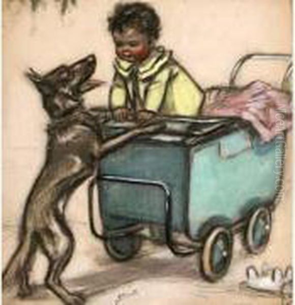L'enfant, Le Chien Et Le Landau. - view 1