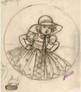 Fillette Au Chapeau. by Germaine Bouret