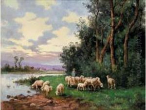 Le Berger Et Son Troupeau by Marie Desire Bourgoin