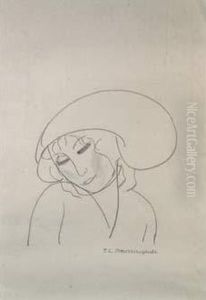 " Tete De Jeune Femme ". by Jean-Louis Boussingault