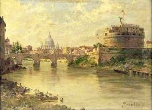 Castel Sant'Angelo and St. Peter's from the Tiber by Antoinetta Brandeis