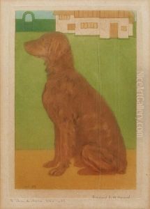 Le Chien De Chasse, A Seated Gun Dog by Bernard Boutet De Monvel