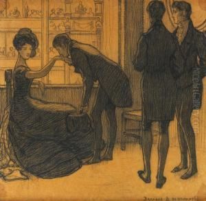 Elegante Dans La Loge De L'opera by Bernard Boutet De Monvel