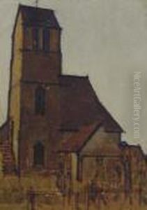 View Of A Church; And Woman In A Garden View Of A Church; And Woman In A Garden