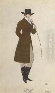 Un Jeune Homme Avec Un Chapeau Tenant Une Cravache by Bernard Boutet De Monvel