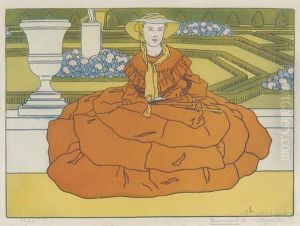 Jeune Femme Au Robe D'orange by Bernard Boutet De Monvel