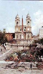 The Flower Market before the Spanish Steps, Rome by Antoinetta Brandeis