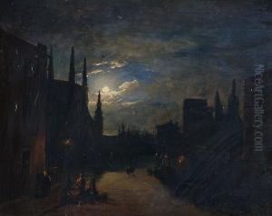 Vue Etterieur De Parliment Au Clair De Lune
