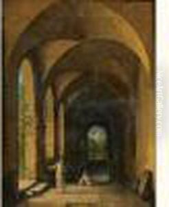 Moine Dans Une Galerie De Couvent