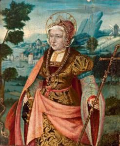 Santa Margherita Con Il Drago In Un Ampio Paesaggio