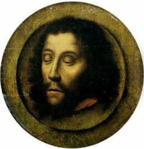 Das Haupt Johannes Des Taufers Auf Einer Goldenen Schale.