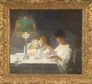 Interior Genre Scene "tea By Candlelight"