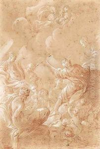 The Madonna and Child appearing to female Saints seated on Clouds with Putti