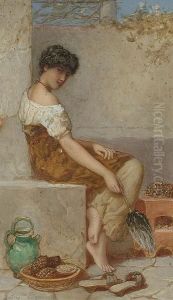 A Roman Fruit Seller. by Auguste Jules Bouvier, N.W.S.
