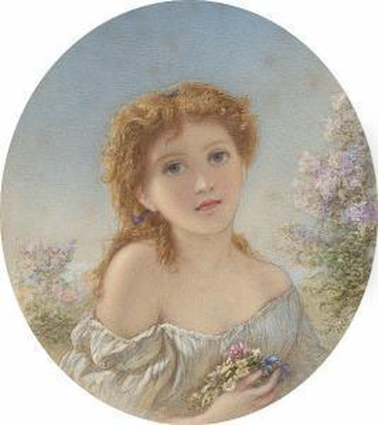 A Young Girl With Spring Flowers - view 1