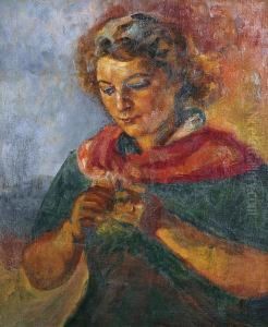 Jeune Femme Au Foulard by Gaston Bouy
