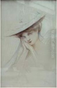Portrait De Femme Au Chapeau by Gaston Bouy