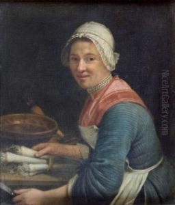 Une Cuisiniere Preparant Des Legumes Une Cuisiniere Preparant Des Legumes