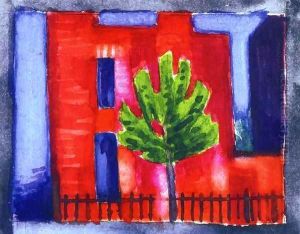 House and Tree Private Collection by Oscar Bluemner
