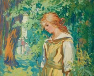 Young Woman In A Park by Harriette Bowdoin