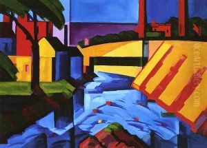Evening Tones Bronx River at Mount Vernon Private Collection by Oscar Bluemner