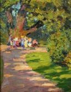 Women And Children In Central Park by Harriette Bowdoin