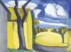 Blue Golden, Bloomfield Barns by Oscar Bluemner